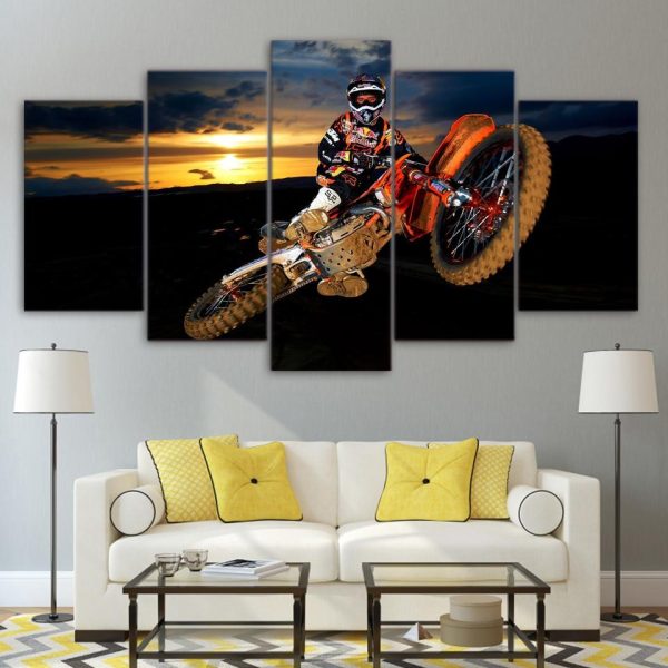 Best Action Motocross - Automative 5 Panel Canvas Art Wall Decor