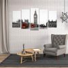 Big Ben London Busses - Nature 5 Panel Canvas Art Wall Decor