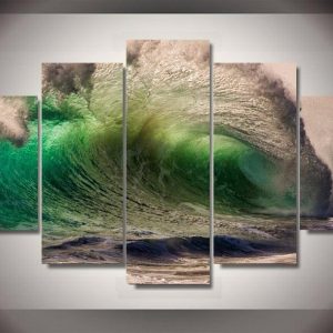 Bigger Waves - Nature 5 Panel Canvas Art Wall Decor