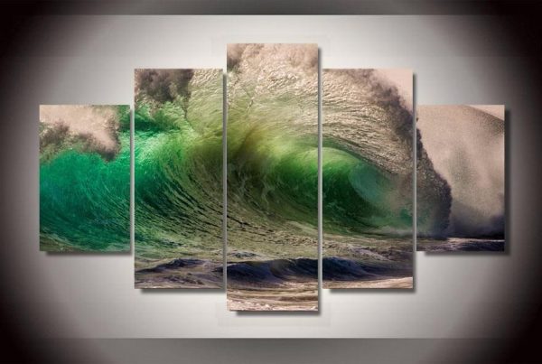 Bigger Waves - Nature 5 Panel Canvas Art Wall Decor