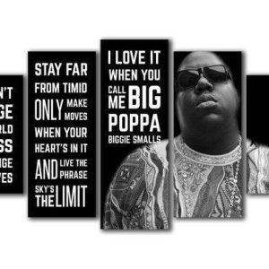 Biggie Small Big Poppa Quotes Celebrity - 5 Panel Canvas Art Wall Decor