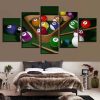 Billiards 3 - Gaming 5 Panel Canvas Art Wall Decor