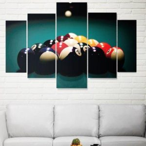 Billiards Home 3 - Gaming 5 Panel Canvas Art Wall Decor