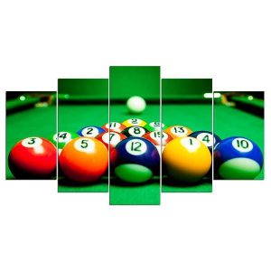 Billiards Pool Table Ball 1 - Sport 5 Panel Canvas Art Wall Decor