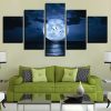 Bird And Moon Reflected On The Lake - Nature 5 Panel Canvas Art Wall Decor