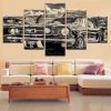 Black And White 1965 Ford Mustang - Automative 5 Panel Canvas Art Wall Decor