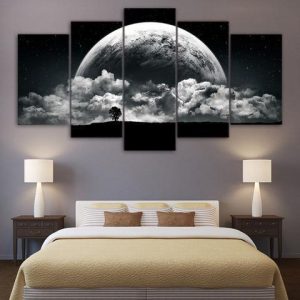 Black And White Earth Nature - 5 Panel Canvas Art Wall Decor