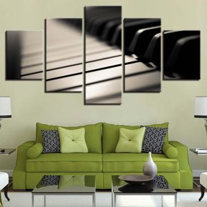 Black And White Piano Keys - Music 5 Panel Canvas Art Wall Decor