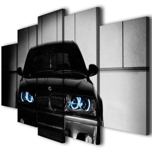 Black Bmw Sport Car - Automative 5 Panel Canvas Art Wall Decor