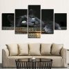 Black Cat Midnight Eyes - Animal 5 Panel Canvas Art Wall Decor