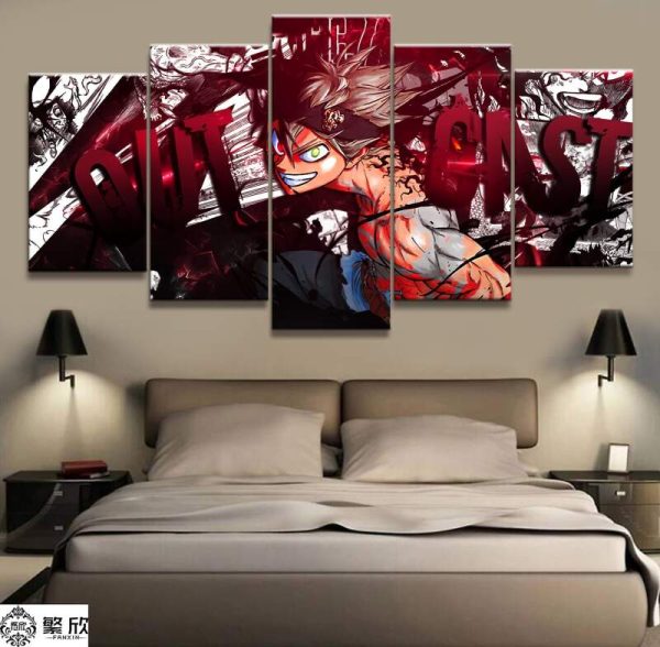 Black Clover 12 Anime - 5 Panel Canvas Art Wall Decor