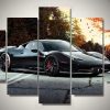 Black Ferrari 458 Italia Exotic Sport Car - 5 Panel Canvas Art Wall Decor