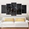 Black Horse Large Black Horse Large - Nature 5 Panel Canvas Art Wall Decor