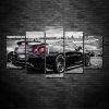 Black Nissan GTR Sports Car & Motor - 5 Panel Canvas Art Wall Decor