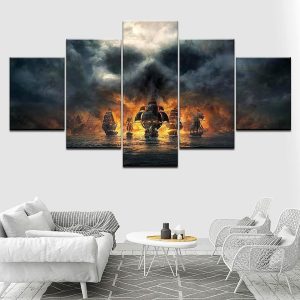 Black Pearl Of Pirates Of The Caribbean Disney - 5 Panel Canvas Art Wall Decor