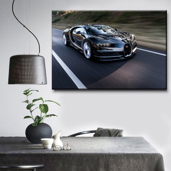 Black Supercar Bugatti Chiron Car 1 Piece - 1 Panel Canvas Art Wall Decor