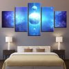 Blue Earth Planets - Space 5 Panel Canvas Art Wall Decor