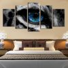 Blue Eye Of A Leopard - Animal 5 Panel Canvas Art Wall Decor