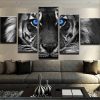 Blue Eyed Tiger Animal - 5 Panel Canvas Art Wall Decor