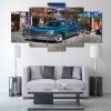 Blue Ford Galaxie 1961 #01 - Automative 5 Panel Canvas Art Wall Decor