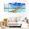 Blue Ocean Sky And Beaches - Space 5 Panel Canvas Art Wall Decor