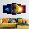 Blue Planet Earth Giclee - Space 5 Panel Canvas Art Wall Decor