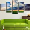 Blue Sky And Green Sea - Space 5 Panel Canvas Art Wall Decor