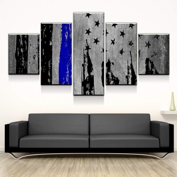 Blue - Abstract 5 Panel Canvas Art Wall Decor