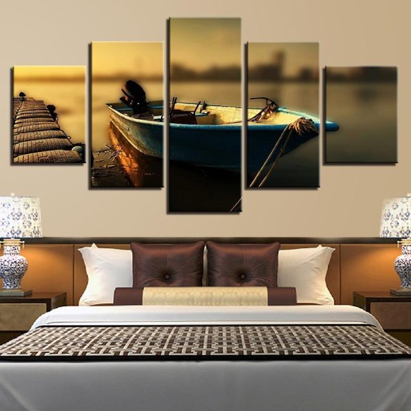 Boat 2 - Space 5 Panel Canvas Art Wall Decor