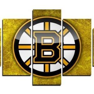 Boston Bruins Nhl Team Logo Yellow - Sport 5 Panel Canvas Art Wall Decor