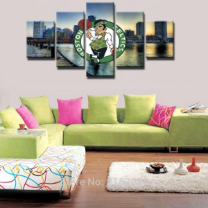 Boston Celtics Team Basketball NBA Sport - 5 Panel Canvas Art Wall Decor