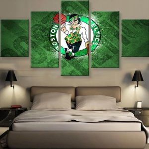 Boston Celtics Team Logo Poster 2 NBA Basketball - 5 Panel Canvas Art Wall Decor