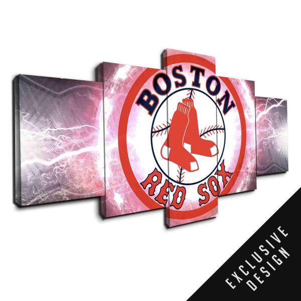 Boston Red Sox Thunderbolt - Sport 5 Panel Canvas Art Wall Decor