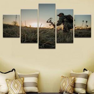 Bow Hunting At Dawn - Career 5 Panel Canvas Art Wall Decor