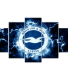 Brighton Hove Albion F.C. Thunder Logo Soccer - 5 Panel Canvas Art Wall Decor