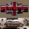 British Flag 1 - Abstract 5 Panel Canvas Art Wall Decor