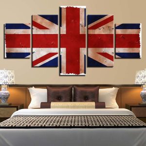 British Flag 2 - Abstract 5 Panel Canvas Art Wall Decor