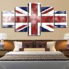 British Flag 3 - Abstract 5 Panel Canvas Art Wall Decor