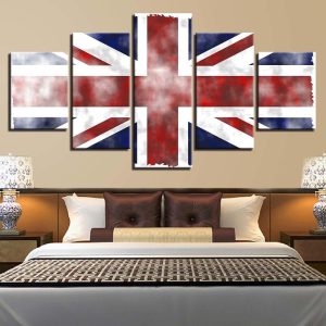 British Flag 3 - Abstract 5 Panel Canvas Art Wall Decor