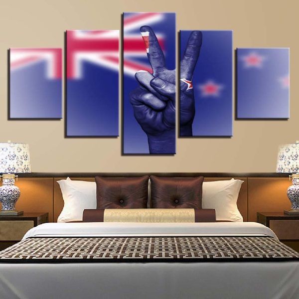 British Flag 4 - Abstract 5 Panel Canvas Art Wall Decor