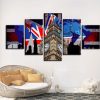 British Flag Big Ben - Nature 5 Panel Canvas Art Wall Decor