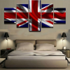 British Pride Flag - Abstract 5 Panel Canvas Art Wall Decor