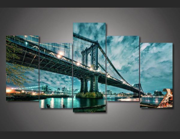 Brooklyn Manhattan Bridge - Nature 5 Panel Canvas Art Wall Decor