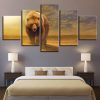 Brown Bear And Man - Abstract Animal 5 Panel Canvas Art Wall Decor