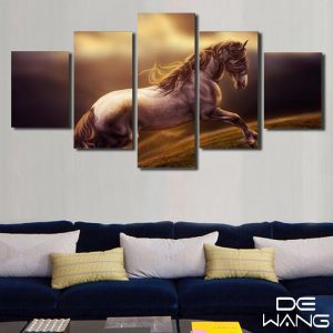 Brown Horse - Animal 5 Panel Canvas Art Wall Decor