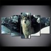 Brown Snow Wolf 1 - Animal 5 Panel Canvas Art Wall Decor