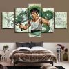 Bruce Lee Holding The Dragon - Anime 5 Panel Canvas Art Wall Decor