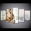 Budda Head Portrait - Religion 5 Panel Canvas Art Wall Decor