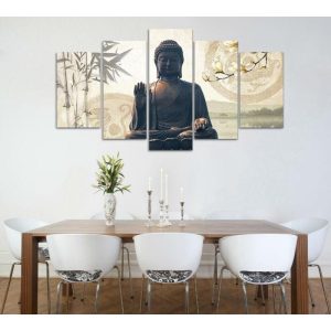 Buddha 1 - Religion 5 Panel Canvas Art Wall Decor