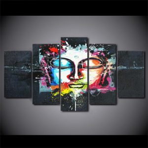 Buddha 10 - Religion 5 Panel Canvas Art Wall Decor